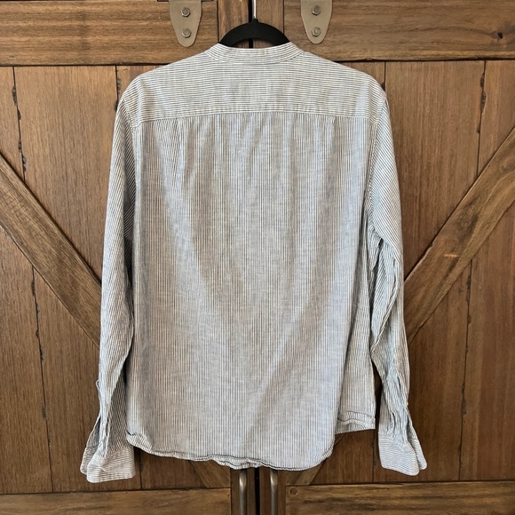 Abercrombie & Fitch Stripped Banded Collar Button Down Long Sleeve Shirt Size L - Picture 3 of 7